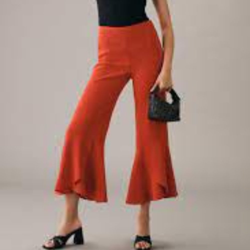 Anthropologie Maeve Orange Capris with tulip flared leg (NWT) size 4, 6
